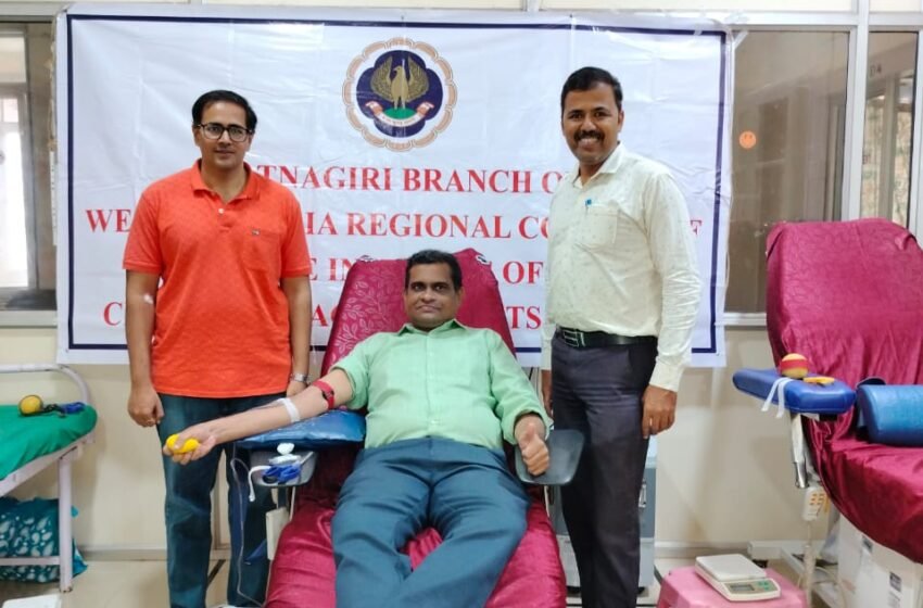  सीए इन्स्टिट्यूट, जाणीवतर्फे रक्तदान शिबिराला प्रतिसाद