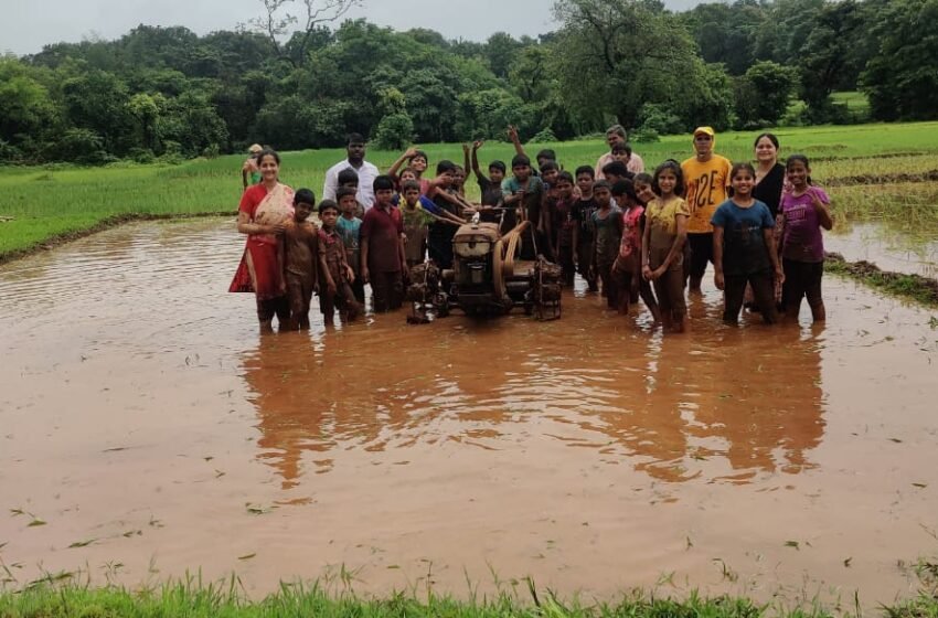 लाल मातीतील शेतात रमले छोटे शेतकरी