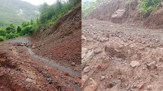 खेडअस्तान येथे दरड कोसळून अनेक गावांचा संपर्क तुटला