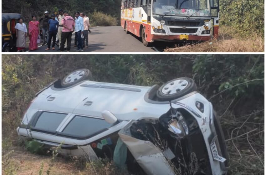 परभणीतील सहलीच्या बसला डिंगणी – फुणगुस येथे वॅगनारची धडक
