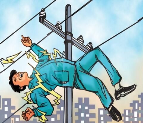 पोलवर काम करताना तरुणाला लागला शॉक