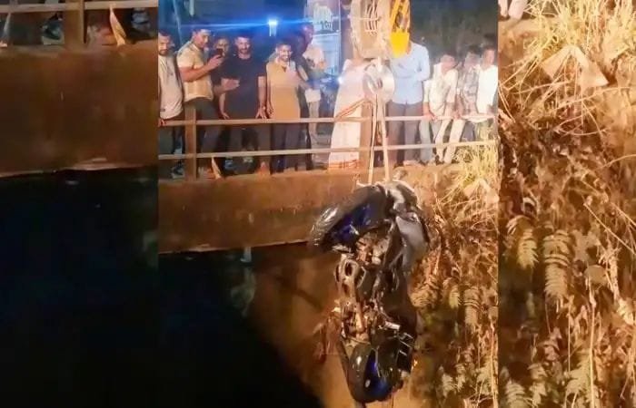 बाईकसह तरुण कोसळला थेट नाल्यात