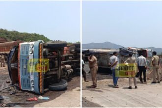  आंबा घाटात डिझेलचा टँकर उलटला