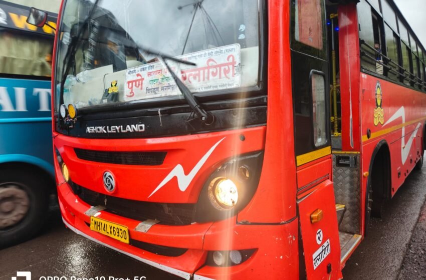  धामणीत एस टी बसला गव्याची धडक ; प्रवासी सुखरूप