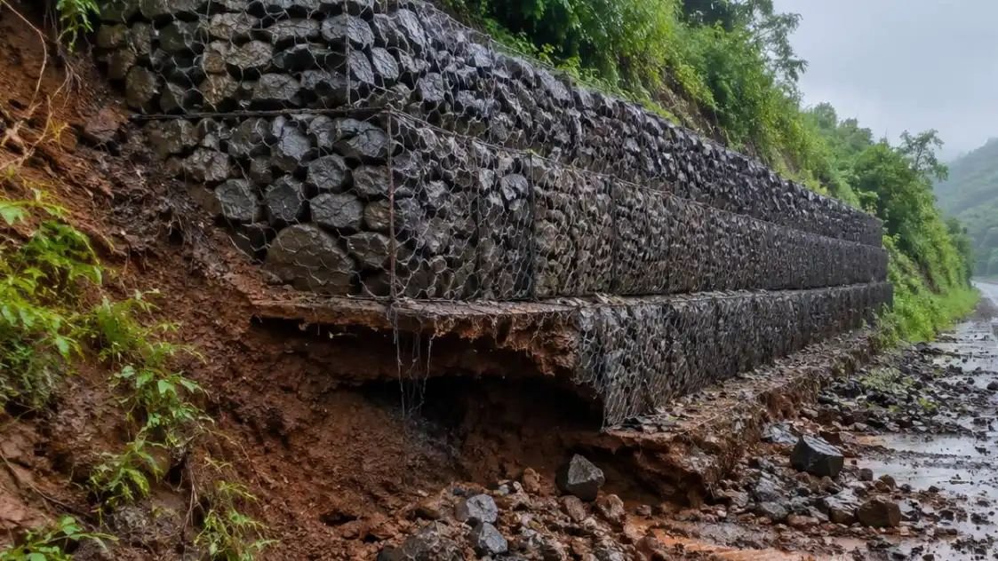परशुराम घाटातील गॅबियन वॉल धोक्यात